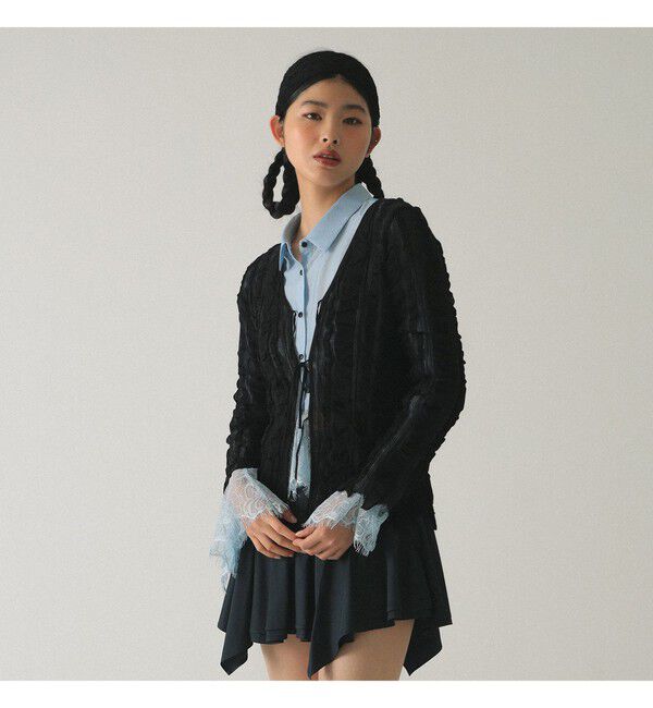 Ray BEAMS 「メッシュ ストライプ カーディガン」|カーディガン|