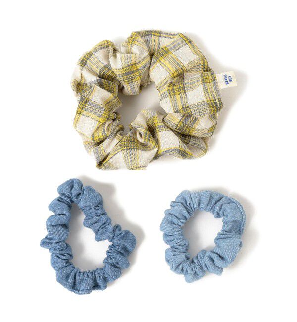 BEAMSBOY「チェック & デニム シュシュ 3SET」|その他|YELLOW