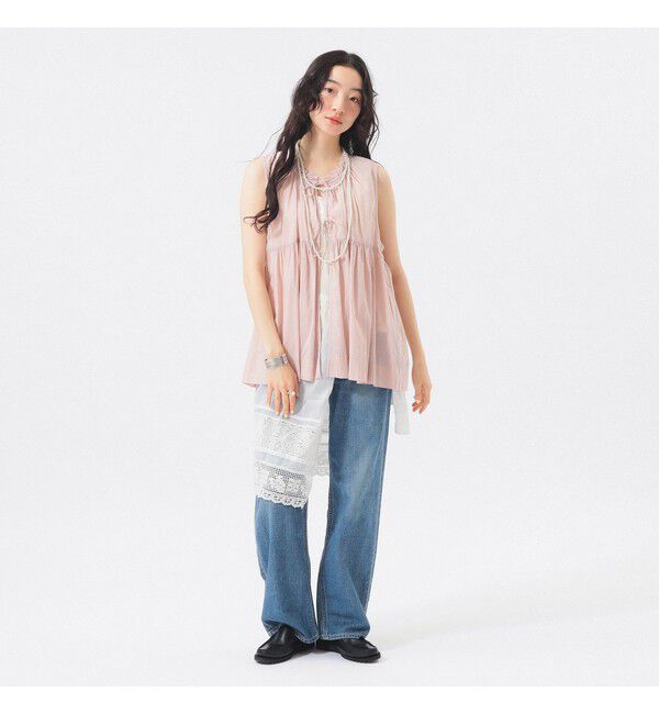 BEAMSBOY「コットン ギャザー ノースリーブ」|シャツ・ブラウス|