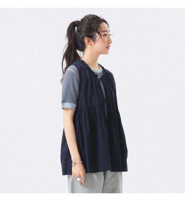 BEAMSBOY「コットン ギャザー ノースリーブ」|シャツ・ブラウス|