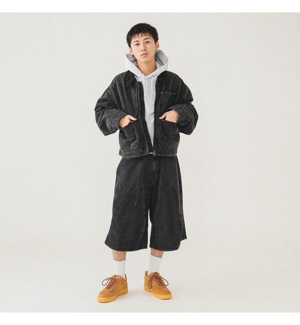 BEAMS「5ポケット クウォーターレングス ワイドデニム」|デニム|