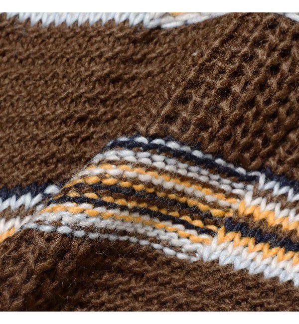 BEAMS「3ゲージ リンクス マルチボーダー クルーネック ニット」|ニット・セーター|