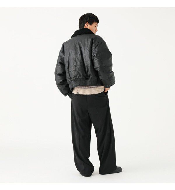 BEAMS「ワイドショートフィット G-1 シープレザー ダウンジャケット」|ブルゾン・スタジャン|