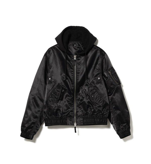 BEAMS「フェイクレイヤード フライトジャケット【ワイドショートフィット】」|ブルゾン・スタジャン|