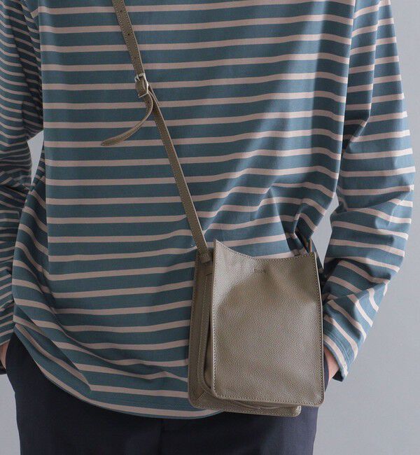 SHIPS「SHIPS: レザー スクエア ショルダーバッグ」|ショルダー・メッセンジャー|チャコールグレー