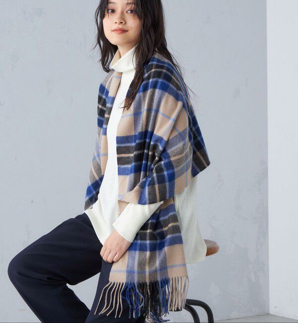 SHIPS for women「チェック カシミヤ ストール」|ストール|ベージュ