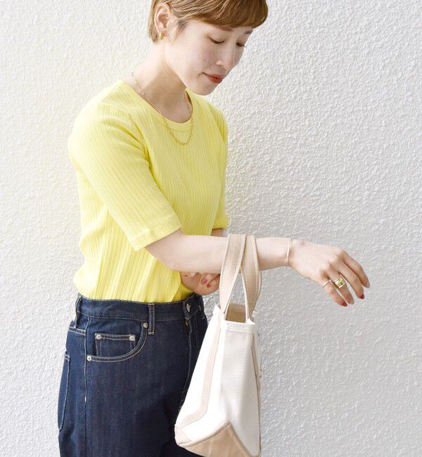 SHIPS any「SHIPS any:〈洗濯機可能〉テレコ リブ ハーフスリーブ TEE」|Tシャツ・カットソー|