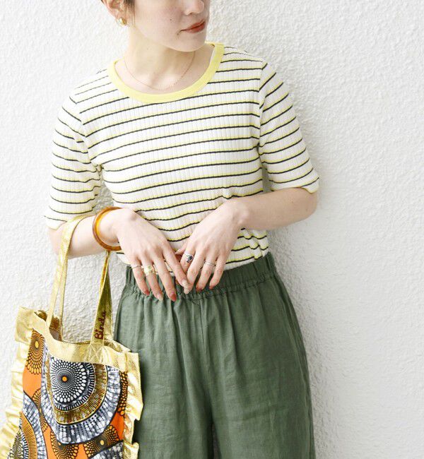 SHIPS any「SHIPS any:〈洗濯機可能〉テレコ リブ ハーフスリーブ TEE」|Tシャツ・カットソー|