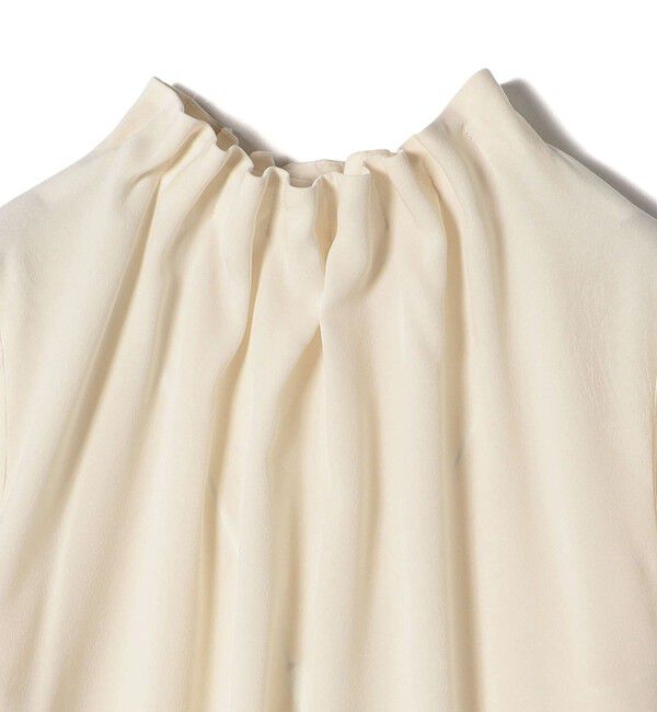 SHIPS for women「〈手洗い可能〉ネック ギャザー ソリッド 起毛 サテン ブラウス」|シャツ・ブラウス|