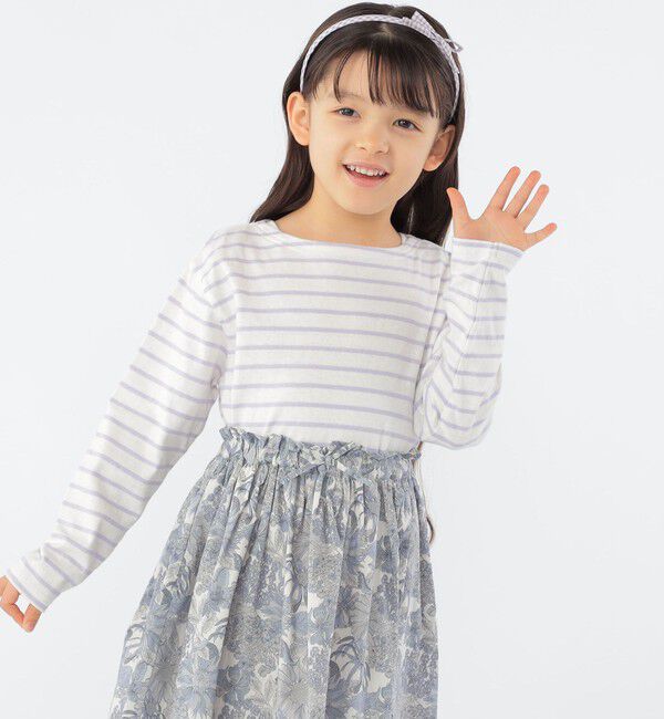 SHIPS KIDS「SHIPS KIDS:100～130cm / ボーダー 長袖 TEE」|Tシャツ・カットソー|ラベンダー