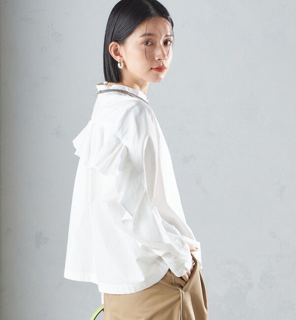 SHIPS for women「〈手洗い可能〉近江晒 タイプライター ラッフル ブラウス 24SS ◇」|シャツ・ブラウス|
