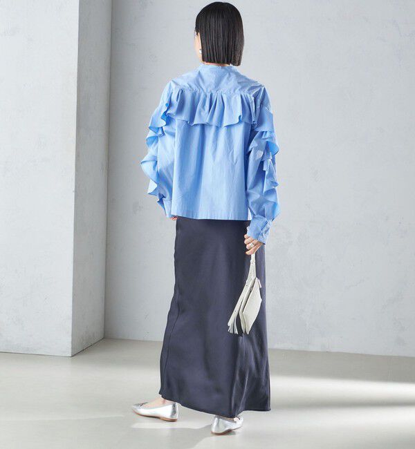 SHIPS for women「〈手洗い可能〉近江晒 タイプライター ラッフル ブラウス 24SS ◇」|シャツ・ブラウス|