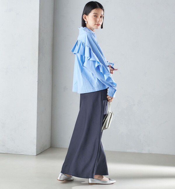 SHIPS for women「〈手洗い可能〉近江晒 タイプライター ラッフル ブラウス 24SS ◇」|シャツ・ブラウス|