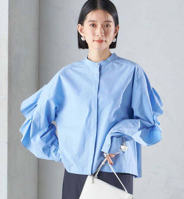 SHIPS for women「〈手洗い可能〉近江晒 タイプライター ラッフル ブラウス 24SS ◇」|シャツ・ブラウス|