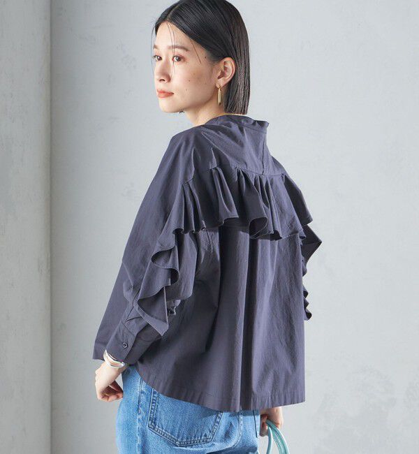 SHIPS for women「〈手洗い可能〉近江晒 タイプライター ラッフル ブラウス 24SS ◇」|シャツ・ブラウス|