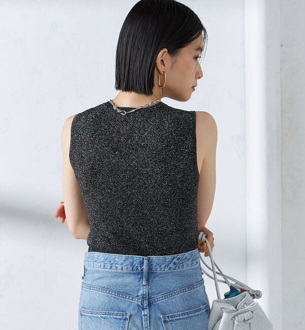 SHIPS for women「〈手洗い可能〉ラメ ノースリーブ ニット」|ニット・セーター|