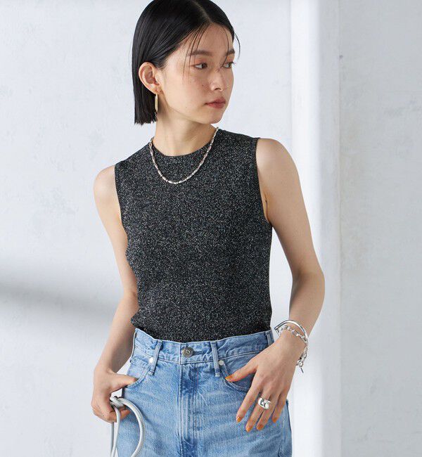 SHIPS for women「〈手洗い可能〉ラメ ノースリーブ ニット」|ニット・セーター|