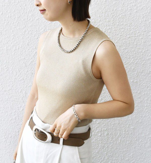 SHIPS for women「〈手洗い可能〉ラメ ノースリーブ ニット」|ニット・セーター|