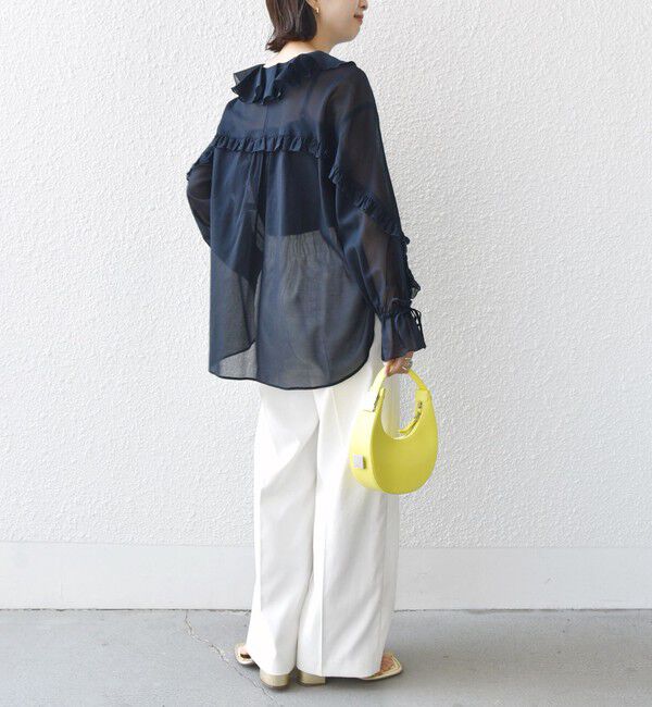 SHIPS for women「* 〈手洗い可能〉強撚 コットン シアー ボイル フリル ブラウス ◇」|シャツ・ブラウス|