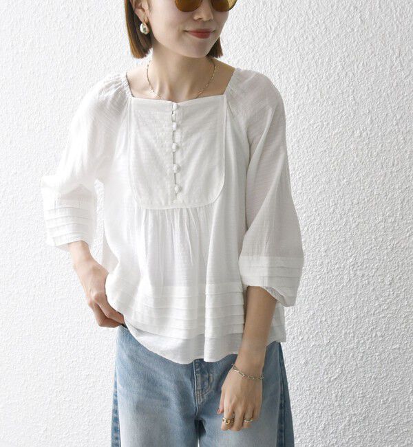 SHIPS any「SHIPS any:〈洗濯機可能〉ヘムタック スクエア ネック ブラウス」|シャツ・ブラウス|