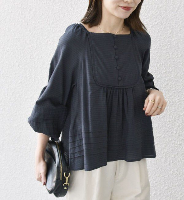 SHIPS any「SHIPS any:〈洗濯機可能〉ヘムタック スクエア ネック ブラウス」|シャツ・ブラウス|