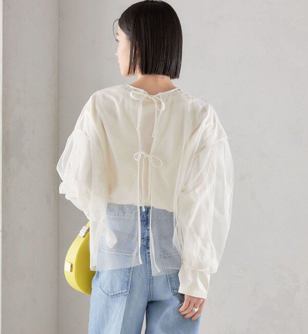 SHIPS for women「〈手洗い可能〉ソフト チュール 袖 ボリューム 2WAY ブラウス◇」|シャツ・ブラウス|