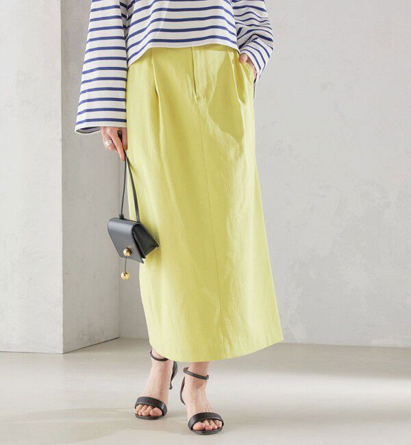SHIPS for women「〈手洗い可能 / UVカット〉ドライ オックス タック タイト スカート ◇」|スカート|イエロー