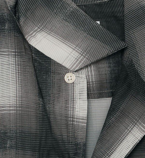 SHIPS any「SHIPS any: メッシュ オンブレチェック / ウェーブ パターン オープンカラー シアー シャツ◇」|シャツ・ブラウス|