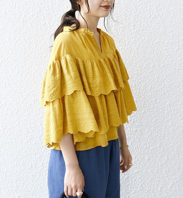 SHIPS any「bon_meur:〈洗濯機可能〉レース ティアード ボリューム ブラウス」|シャツ・ブラウス|