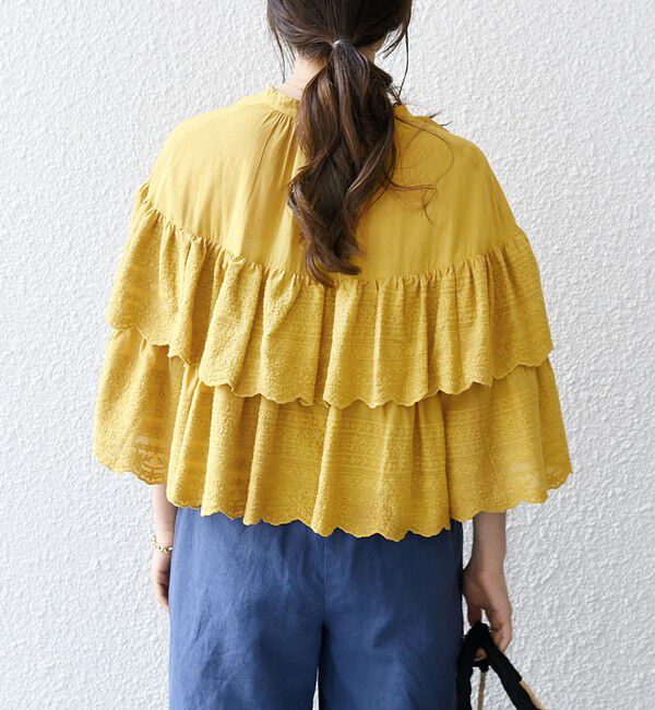 SHIPS any「bon_meur:〈洗濯機可能〉レース ティアード ボリューム ブラウス」|シャツ・ブラウス|