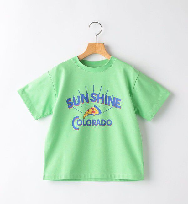 SHIPS KIDS「SHIPS KIDS:140～160cm /〈接触冷感/吸水速乾〉ピザ モチーフ 半袖 TEE」|Tシャツ・カットソー|ライトグリーン