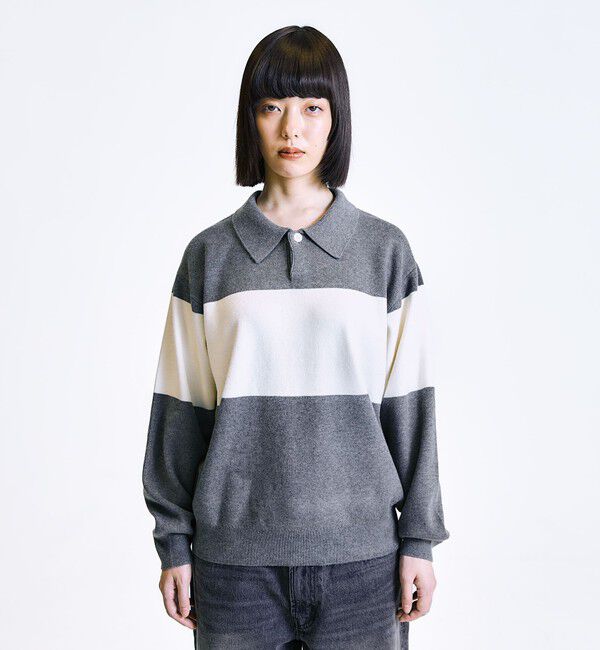 SHIPS「City Ambient Products:〈手洗い可能〉リラックス 1ボタン ニットポロシャツ」|ニット・セーター|