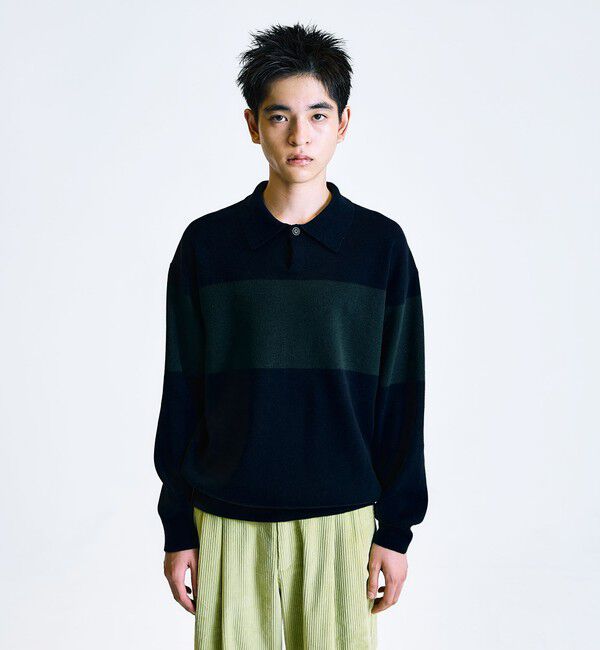 SHIPS「City Ambient Products:〈手洗い可能〉リラックス 1ボタン ニットポロシャツ」|ニット・セーター|