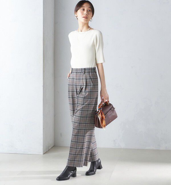 SHIPS for women「〈手洗い可能〉ボートネック 5分袖 リブ ニット」|ニット・セーター|