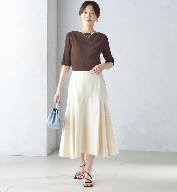 SHIPS for women「〈手洗い可能〉ボートネック 5分袖 リブ ニット」|ニット・セーター|