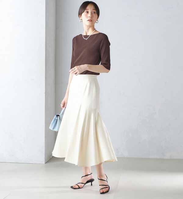 SHIPS for women「〈手洗い可能〉ボートネック 5分袖 リブ ニット」|ニット・セーター|