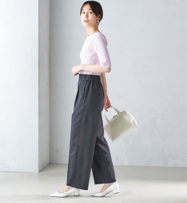 SHIPS for women「〈手洗い可能〉ボートネック 5分袖 リブ ニット」|ニット・セーター|