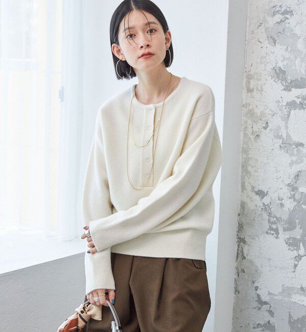 SHIPS for women「〈手洗い可能〉7G ウール カシミヤ ヘンリーネック 2WAY プルオーバー」|ニット・セーター|