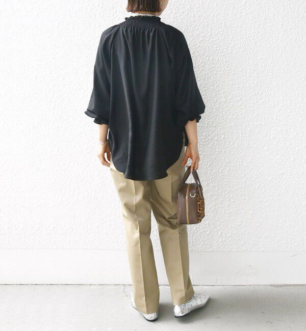 SHIPS for women「〈洗濯機可能〉シャーリング ネック 長袖 ブラウス」|シャツ・ブラウス|