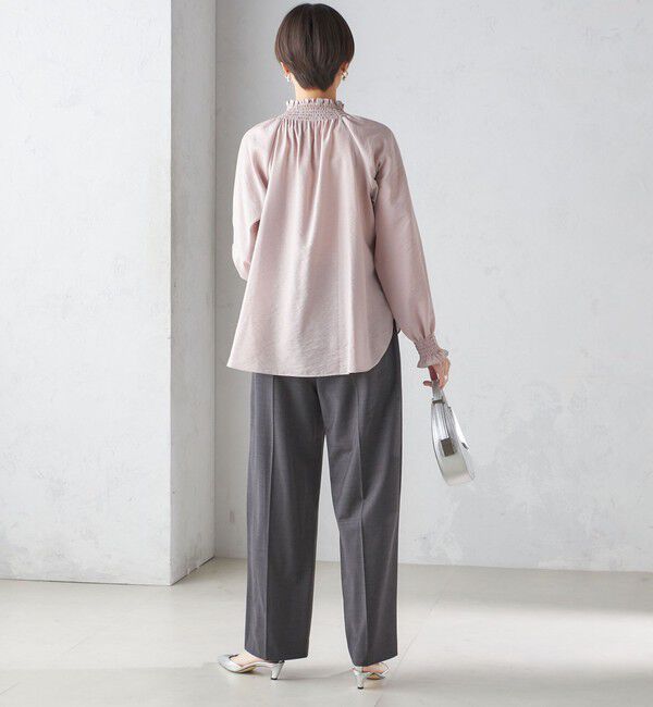 SHIPS for women「〈洗濯機可能〉シャーリング ネック 長袖 ブラウス」|シャツ・ブラウス|