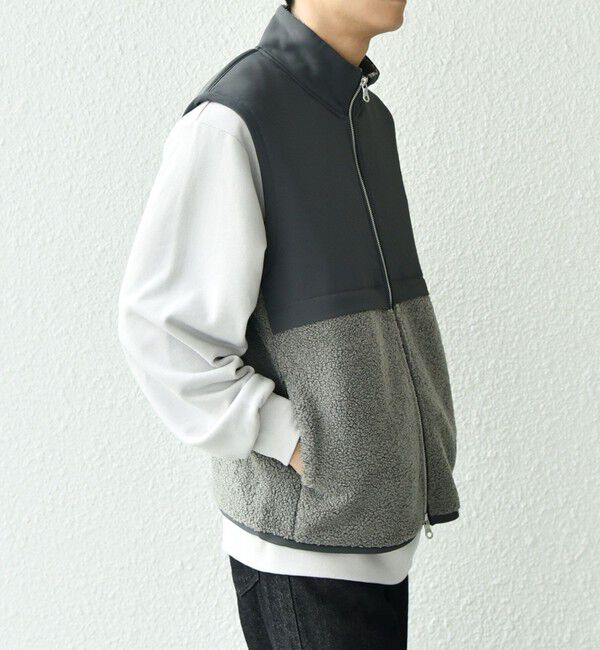 SHIPS any「SHIPS any: 〈洗濯機可能〉 コンビ ボア フリース スタンド ジップ ベスト◇」|ベスト・ジレ|