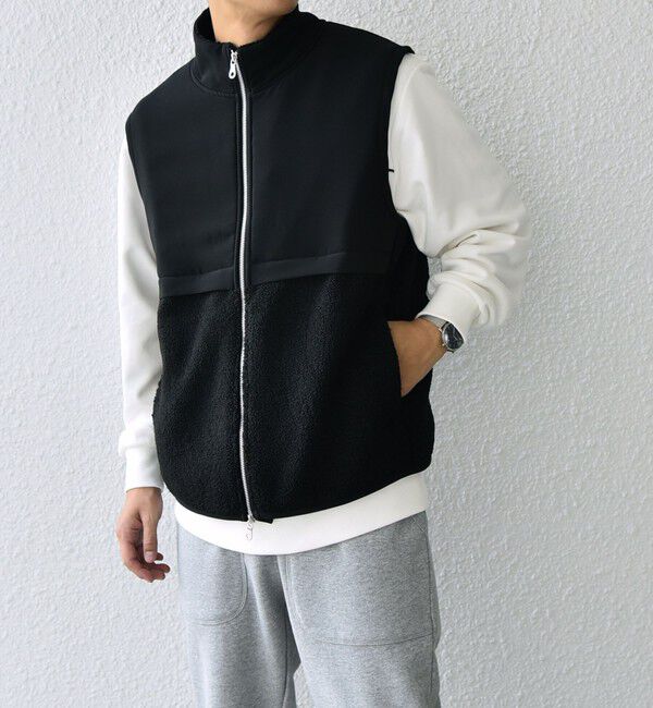 SHIPS any「SHIPS any: 〈洗濯機可能〉 コンビ ボア フリース スタンド ジップ ベスト◇」|ベスト・ジレ|