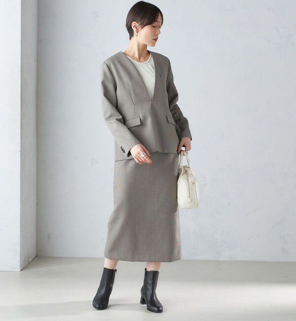 SHIPS for women「ウール混 チェック タイト スカート（セットアップ対応）」|タイト|