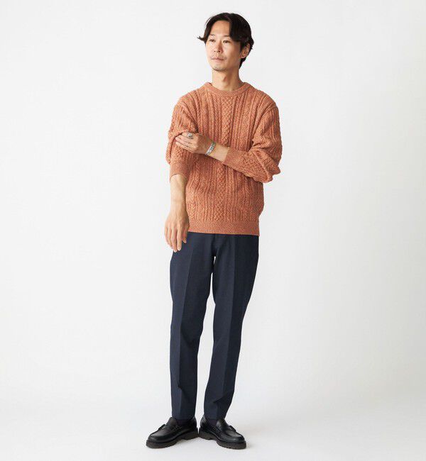 SHIPS「SHIPS:〈手洗い可能〉コットン ウール アラン クルーネック プルオーバー ニット」|ニット・セーター|