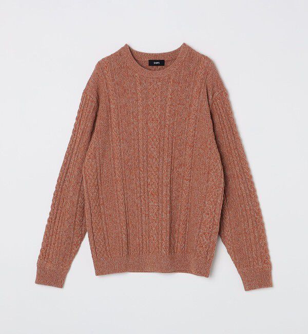 SHIPS「SHIPS:〈手洗い可能〉コットン ウール アラン クルーネック プルオーバー ニット」|ニット・セーター|