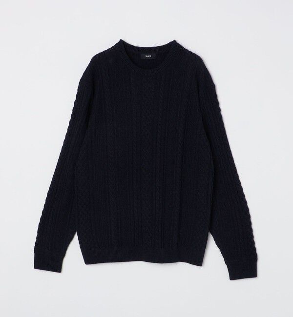 SHIPS「SHIPS:〈手洗い可能〉コットン ウール アラン クルーネック プルオーバー ニット」|ニット・セーター|