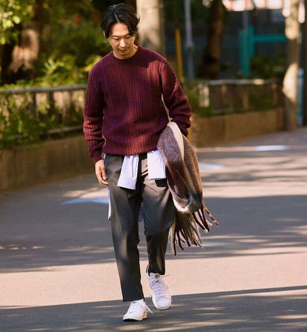 SHIPS「SHIPS:〈手洗い可能〉コットン ウール アラン クルーネック プルオーバー ニット」|ニット・セーター|