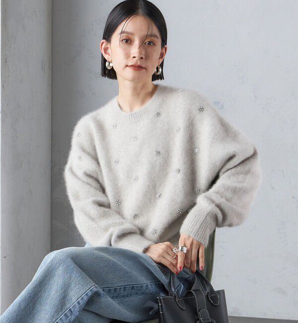 SHIPS for women「〈手洗い可能〉ビジュー FOX クルーネック プルオーバー」|ニット・セーター|