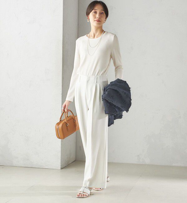 SHIPS for women「〈洗濯機可能〉ストレッチ リブ ロング スリーブ TEE」|Tシャツ・カットソー|