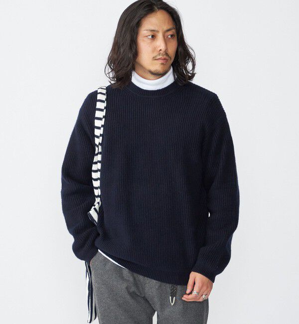 SHIPS「SHIPS:〈手洗い可能〉7ゲージ ブラッシュド コットン クルーネック プルオーバー ニット」|ニット・セーター|